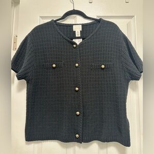 H&M Black Textured Knit Sweater